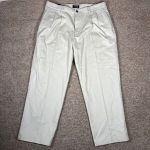 St Johns Bay Mens Classic Fit Pleated Worry Free Pant Beige 38x29 NWT